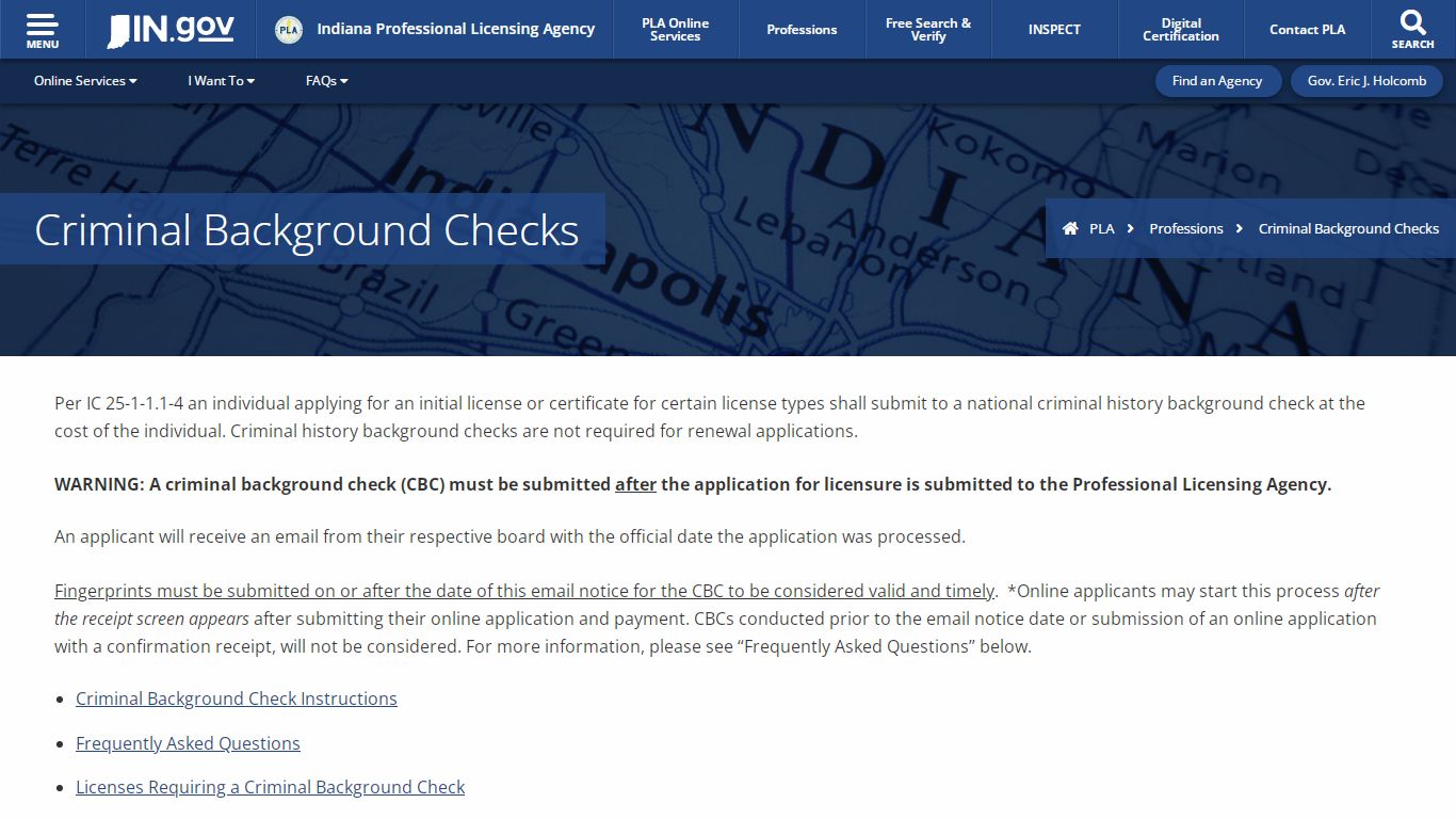 Criminal Background Checks - PLA